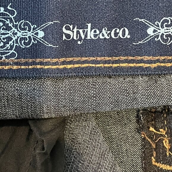 Style & Co Dark Wash Straight Leg Jeans Size 14 L Stretch Denim - Picture 10 of 11